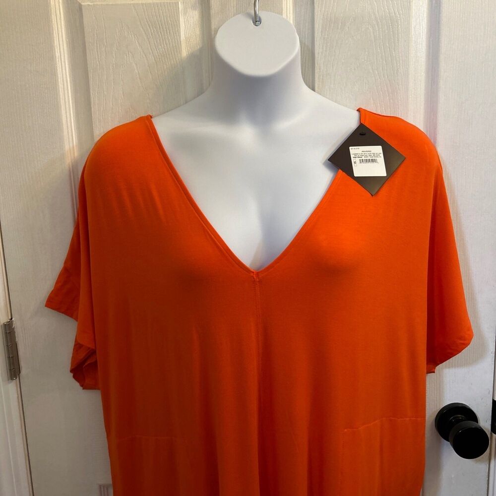 Ava & Viv Plus Size 1X Orange V Neck Dolman Short Sleeve Dress NWT - Picture 13 of 16